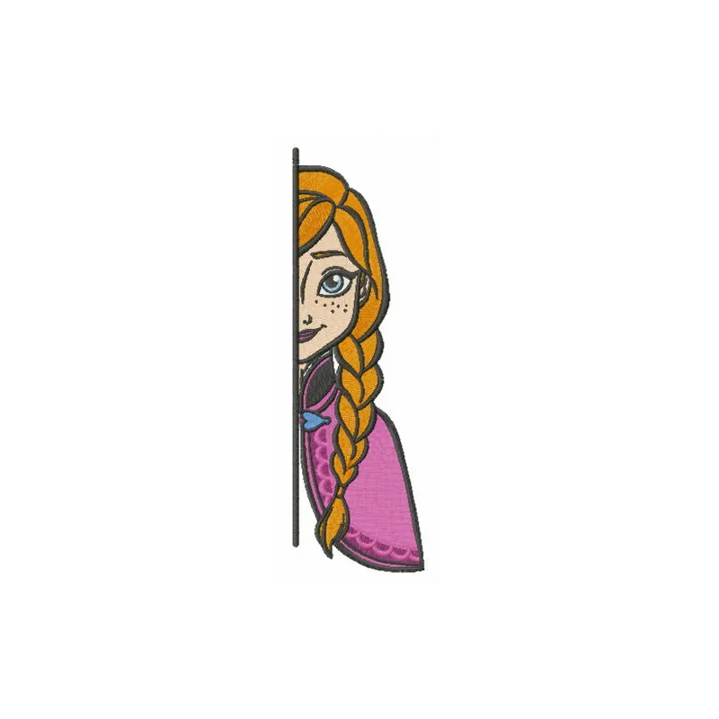 Anna hiding embroidery design from Frozen, showcasing a whimsical stitching pattern for creative projects.