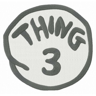 Thing 3 round badge embroidery design - Embroidery Design