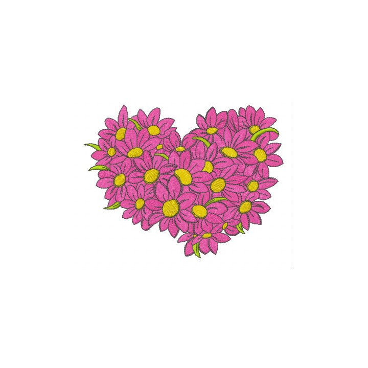 Heart from daisies embroidery design - Embroidery Design