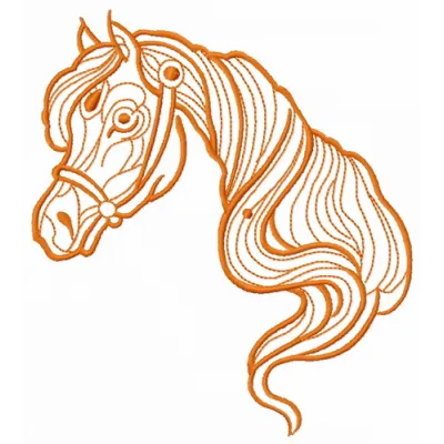 Pony head embroidery design showcasing intricate details, perfect for stitching on t-shirts or baby onesies.