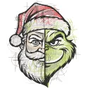 Santa Grinch two sides embroidery design