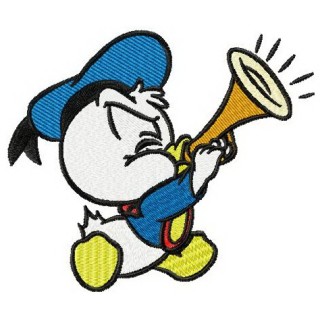 Little Donald Duck plays trumpet embroidery design - Embroidery Design