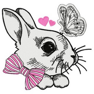 White bunny 3 embroidery design - Embroidery Design