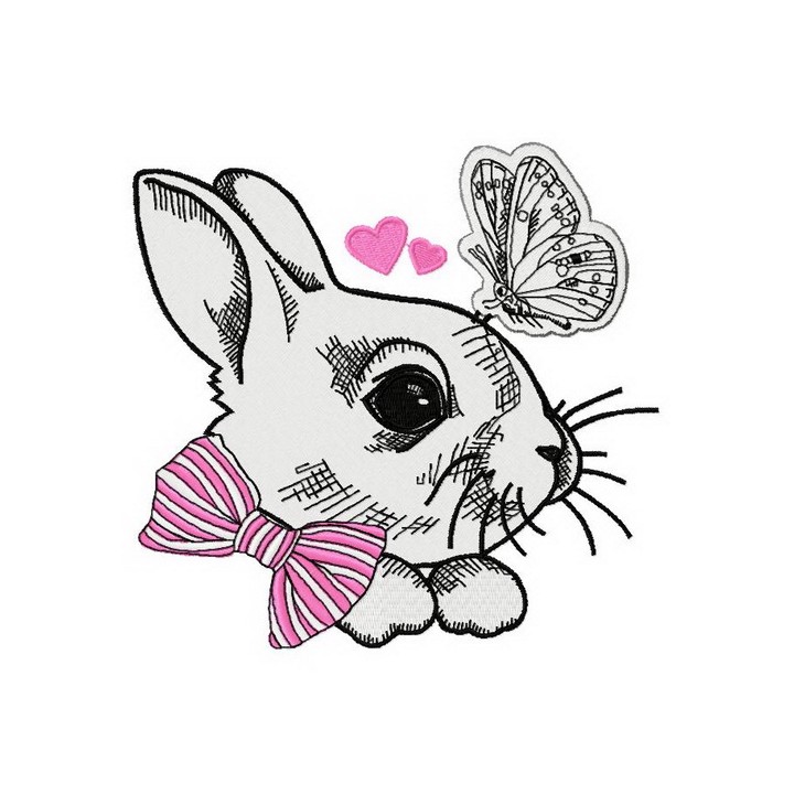 White bunny 3 embroidery design - Embroidery Design