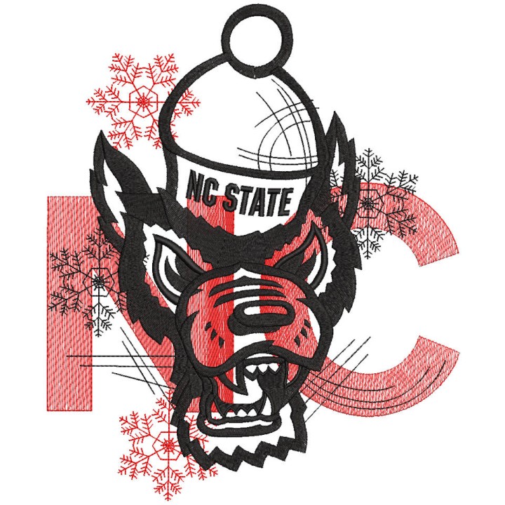 NC State Wolfpack Christmas variant logo embroidery design - Embroidery Design
