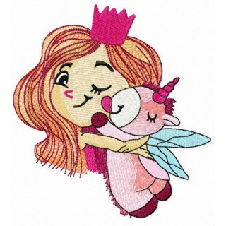 Princess and unicorn embroidery design - Embroidery Design