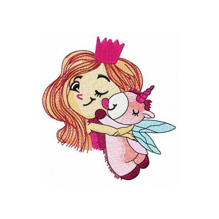 Princess and unicorn embroidery design - Embroidery Design
