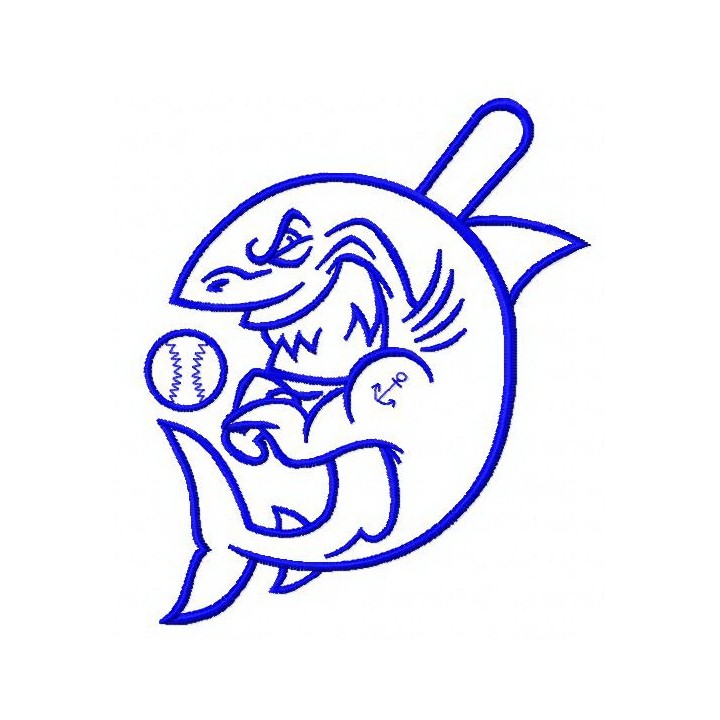 Baseball shark 3 embroidery design - Embroidery Design