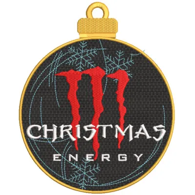 Preview of a Christmas Energy Christmas ball embroidery design featuring vibrant colors and detailed stitching.