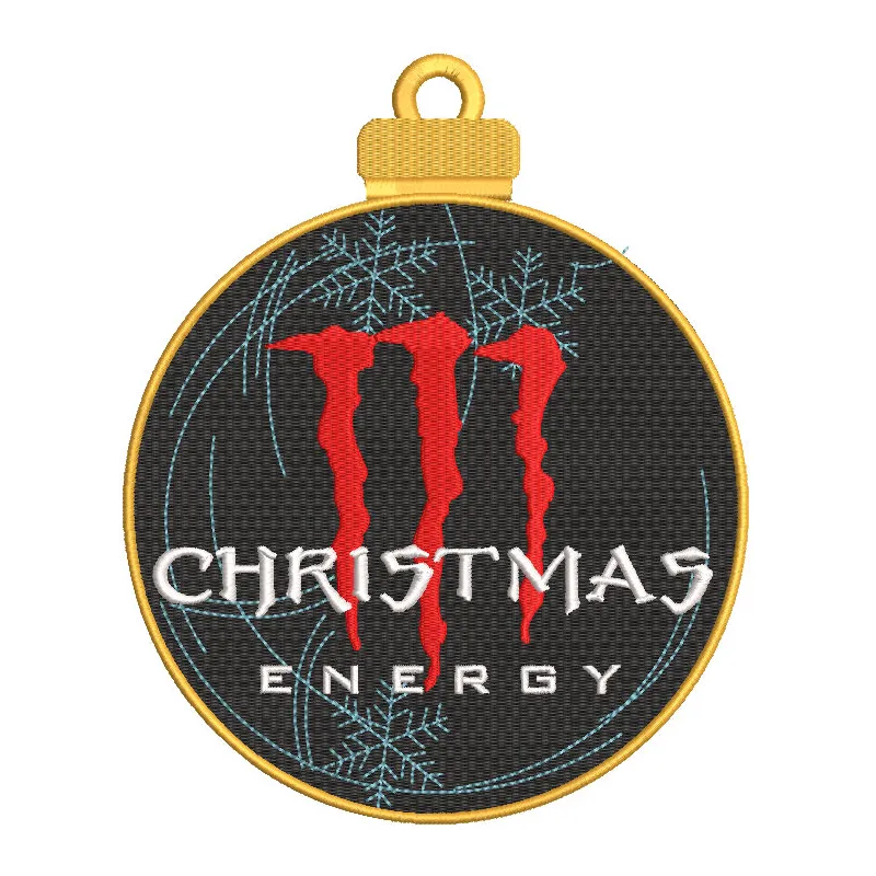 Preview of a Christmas Energy Christmas ball embroidery design featuring vibrant colors and detailed stitching.
