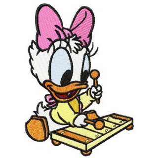 Little Daisy Duck plays xylophone embroidery design - Embroidery Design