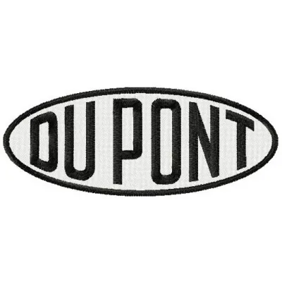 DuPont logo embroidery design preview, showcasing intricate stitching patterns for equipment branding.