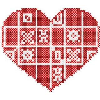 Red heart cross stitch embroidery design - Embroidery Design