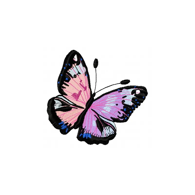 Bicolor butterfly embroidery design showcasing intricate stitching patterns, perfect for embellishing various fabrics.