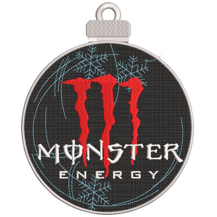 Monster energy Christmas ball embroidery design - Embroidery Design