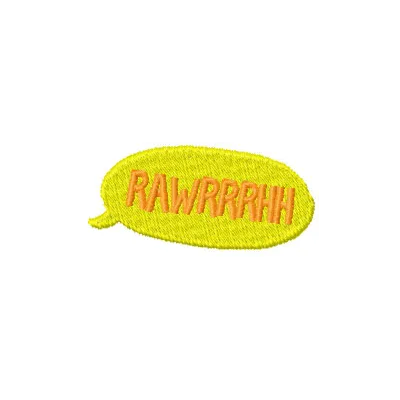 Rawrrrhh embroidery design featuring a playful dinosaur motif, ideal for t-shirts, hoodies, and baby onesies.
