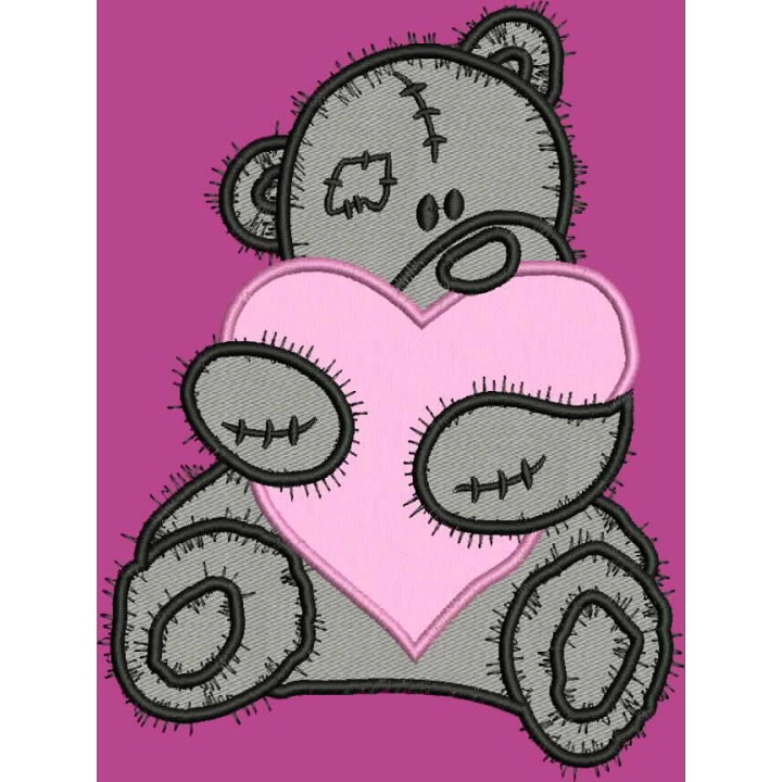 Teddy Bear with pillow applique embroidery design - Embroidery Design