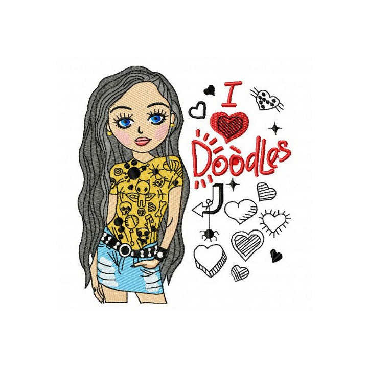 I love Doodles 2 embroidery design - Embroidery Design