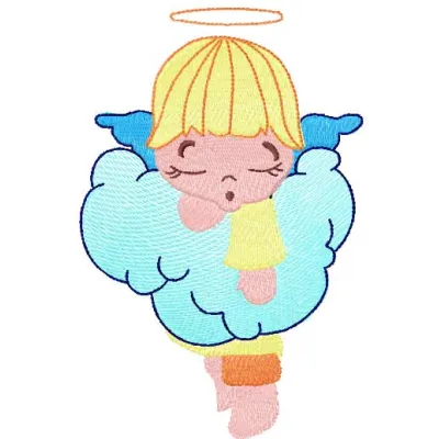 Little sleeping angel embroidery design showcasing a whimsical angel motif for creative stitching projects.
