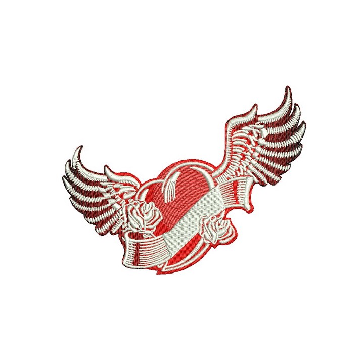 Winged heart 2 embroidery design - Embroidery Design