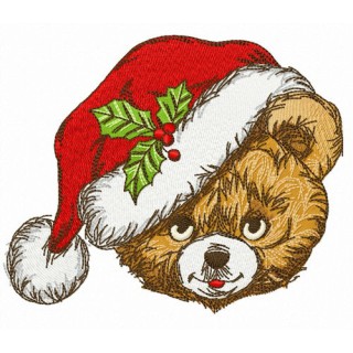 Merry Xmas teddy bear embroidery design - Embroidery Design
