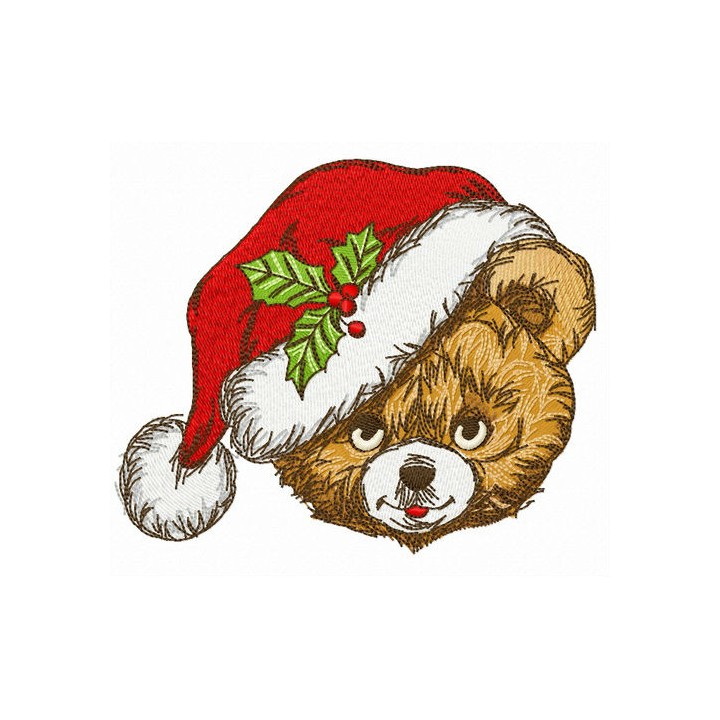 Merry Xmas teddy bear embroidery design - Embroidery Design