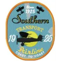 Southern transport airline embroidery design featuring a vintage label style, ideal for creative stitching projects.