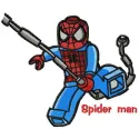 Lego Spiderman embroidery design featuring a playful Spiderman motif ready for stitching on various fabrics.