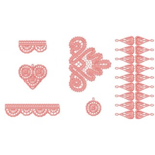 Battenburg lace set embroidery design - Embroidery Design
