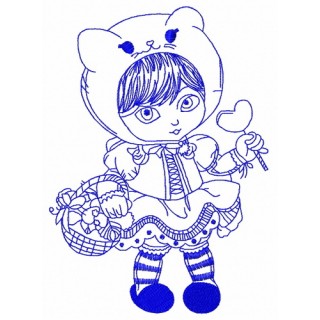 Girl in cat hat 4 embroidery design - Embroidery Design