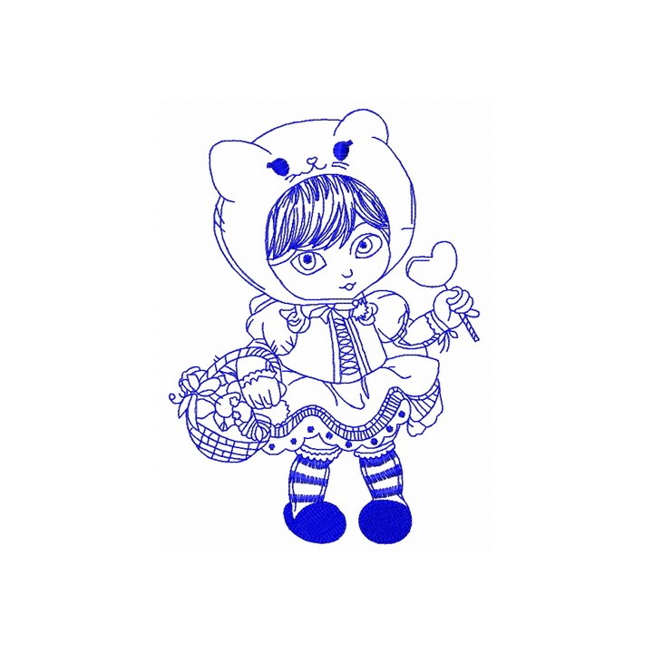 Girl in cat hat 4 embroidery design - Embroidery Design