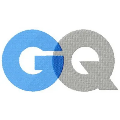 GQ magazine logo embroidery design showcasing intricate stitching patterns, ideal for personal and creative projects.