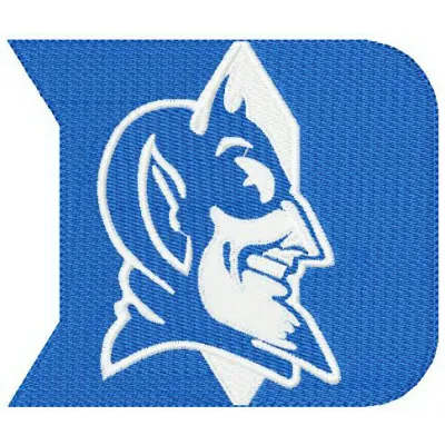 Duke Blue Devils logo embroidery design featuring the iconic mascot, ideal for stitching on apparel and accessories.
