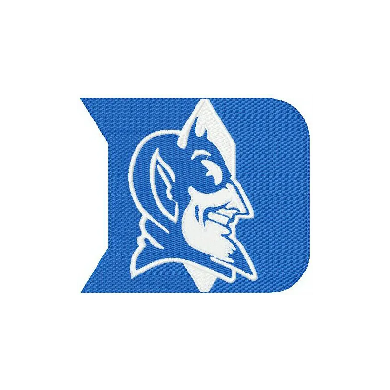Duke Blue Devils logo embroidery design featuring the iconic mascot, ideal for stitching on apparel and accessories.