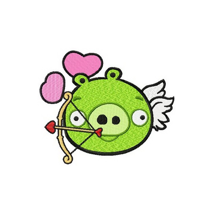 Angry Pig cupid embroidery design - Embroidery Design