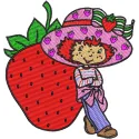 Strawberry Shortcake with Strawberry embroidery design showcasing vibrant colors and playful motifs for creative projects.