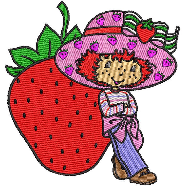 Strawberry Shortcake with Strawberry embroidery design - Embroidery Design