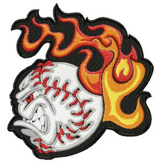 Angry baseball ball 3 embroidery design - Embroidery Design