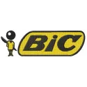 BiC logo embroidery design showcasing a detailed stitching pattern for branding on various apparel items.