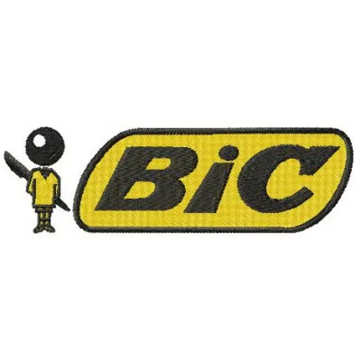 BiC logo embroidery design showcasing a detailed stitching pattern for branding on various apparel items.