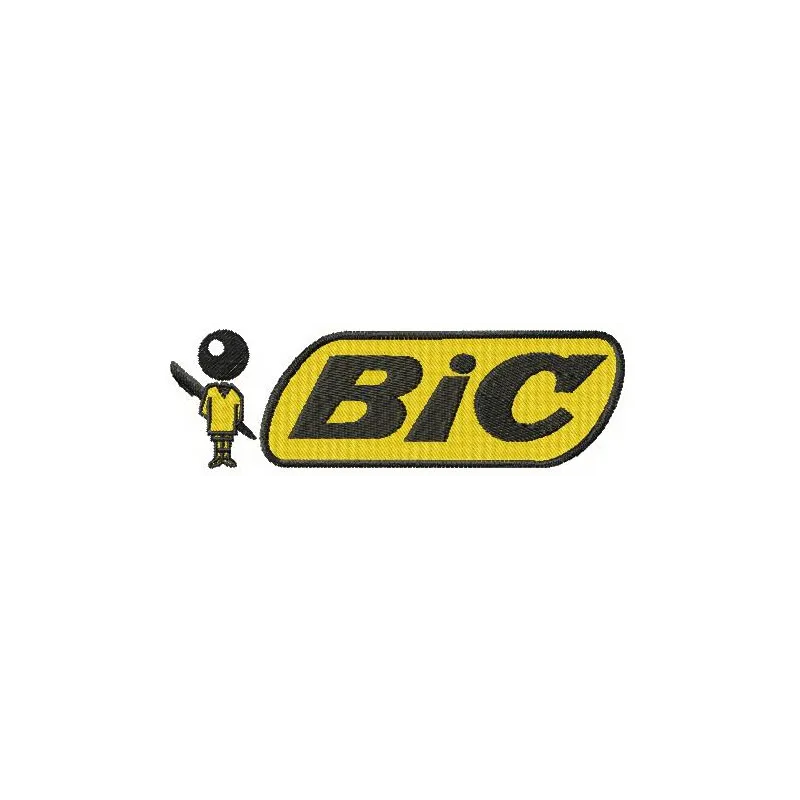BiC logo embroidery design showcasing a detailed stitching pattern for branding on various apparel items.