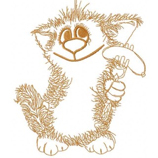 Cat with sausage embroidery design - Embroidery Design