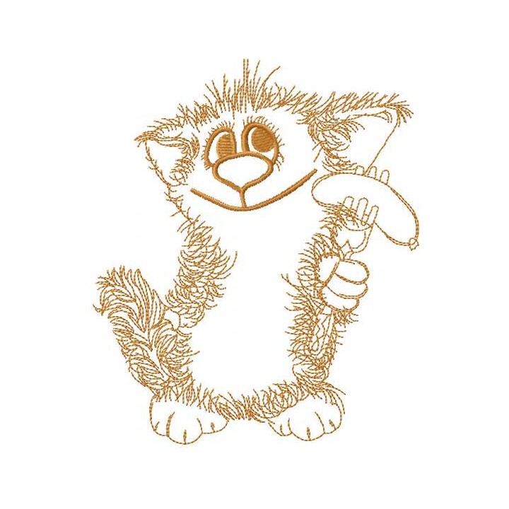 Cat with sausage embroidery design - Embroidery Design