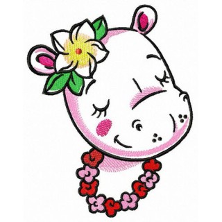 Hippo's holiday on Hawaii embroidery design - Embroidery Design