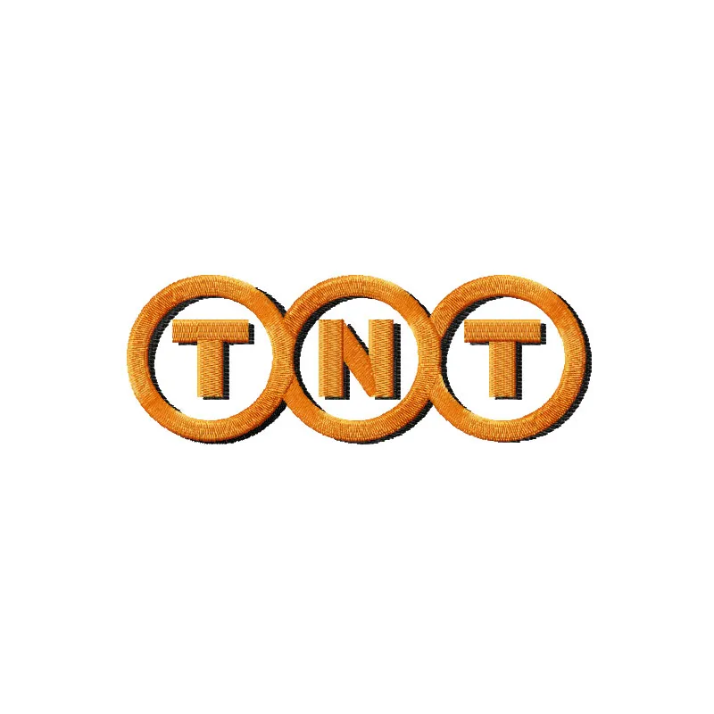 TNT logo embroidery design preview showcasing a detailed stitching pattern for business applications.