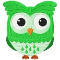 Cute owl embroidery design featuring a whimsical owl motif, ideal for stitching on t-shirts and tote bags.