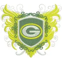 Vintage Green Bay Packers embroidery design showcasing the iconic logo, perfect for stitching on apparel and accessories.