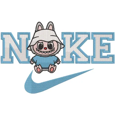 Embroidery design preview of Nike Labubu sport logo featuring clean edges and vibrant colors.