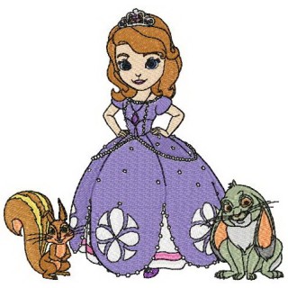 Sofia with pets embroidery design - Embroidery Design