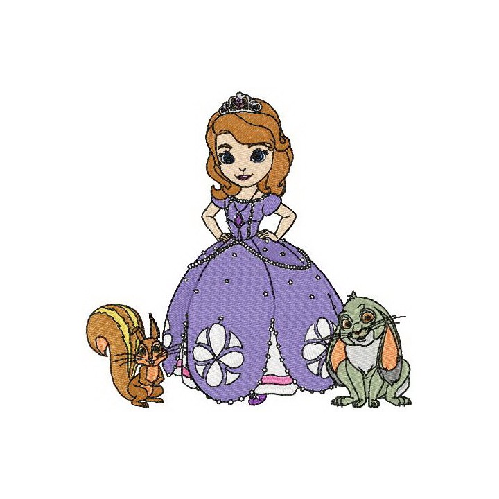 Sofia with pets embroidery design - Embroidery Design